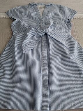 Vineyard Vines Blue and White, Tie-Front, Striped Seersucker Dress, Size 16
